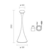 SIGOR Nudrop - stmívatelná LED dobíjecí stolní lampa do interiéru a exteriéru, IP54, odolná proti stříkající vodě, výška 29,2 cm